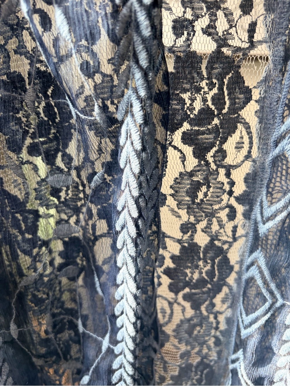 The Pyramid Collection Blue Lace & Knit Open Front Cardigan - Picture 3 of 11